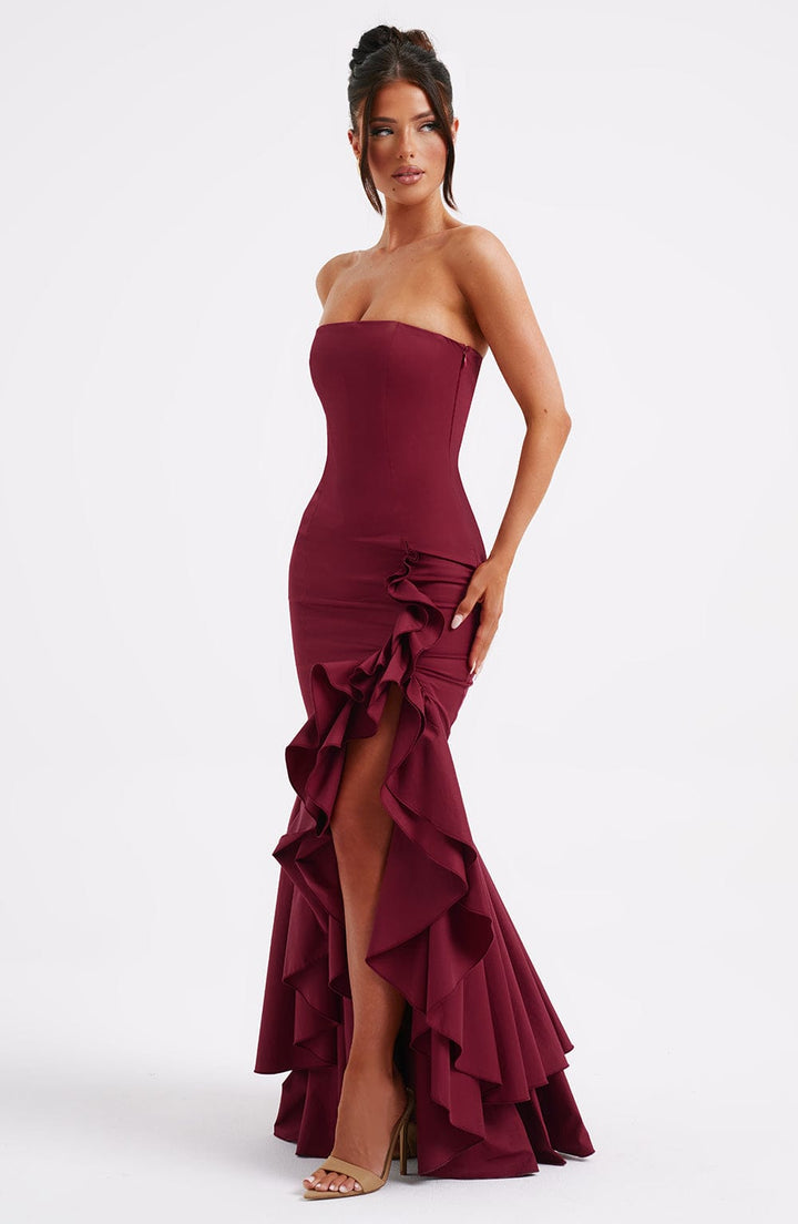 Kiara - Strapless Cascade Maxi Dress