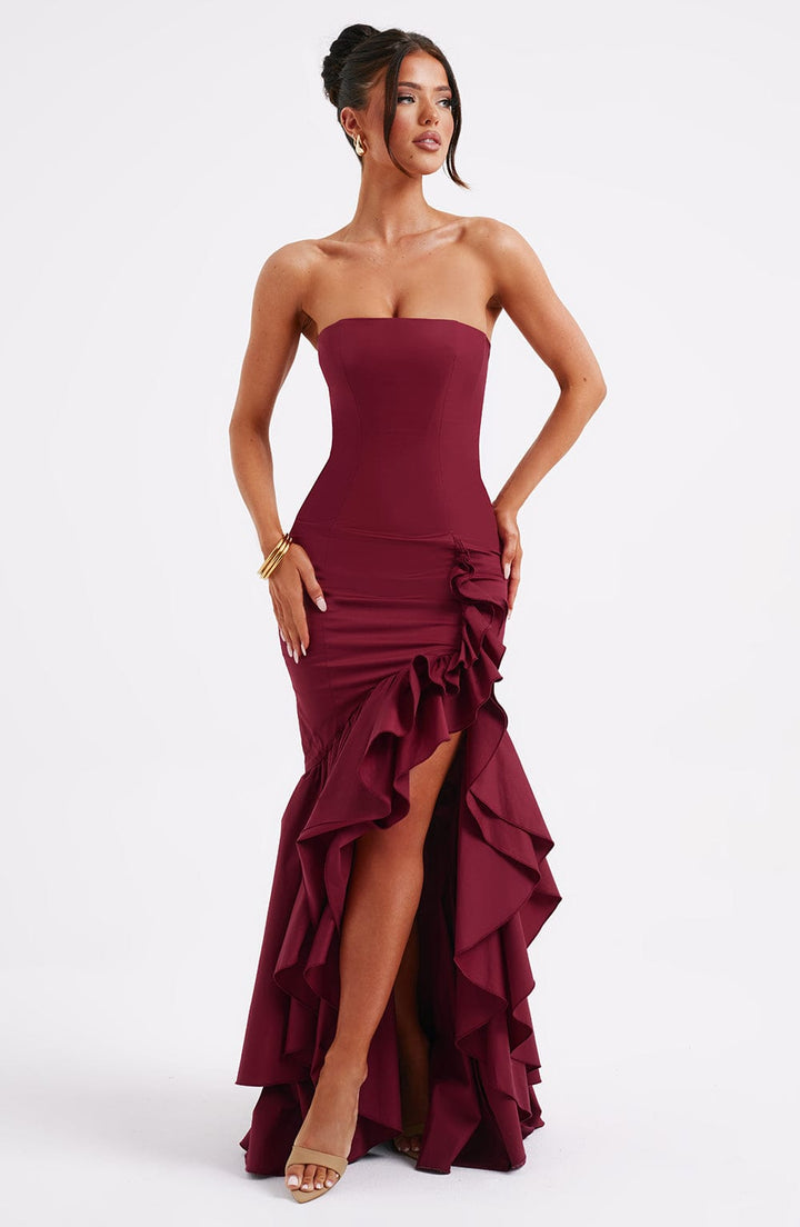 Kiara - Strapless Cascade Maxi Dress