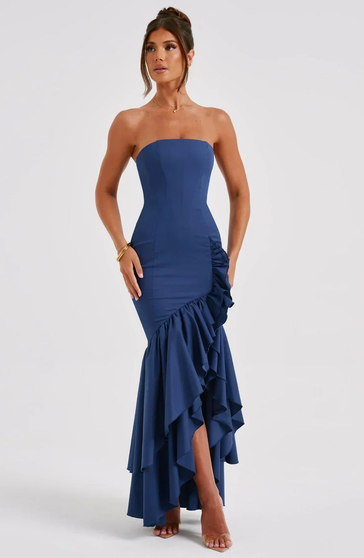 Kiara - Strapless Cascade Maxi Dress