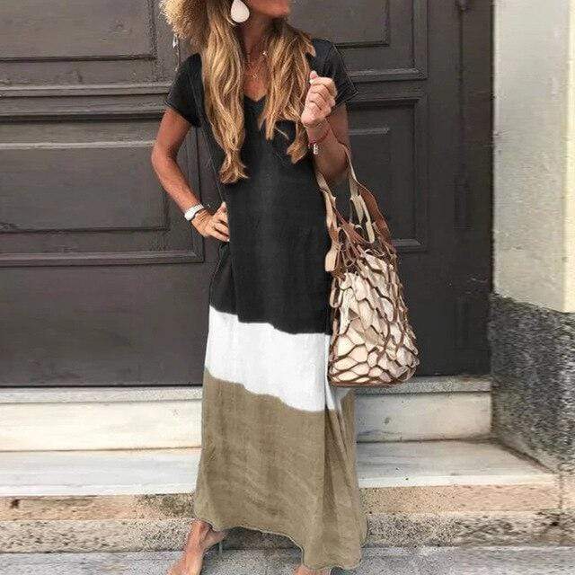 Estelle - Block Maxi Dress (Plus Size Available)