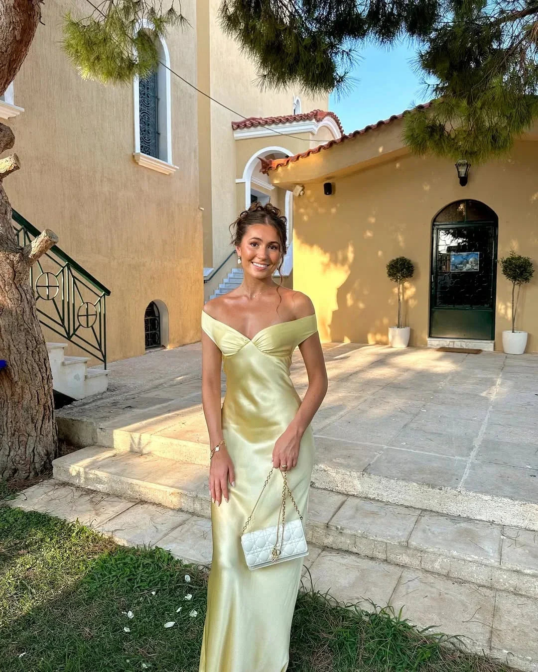 Charlote - Off Shoulder Yellow Maxi Dress