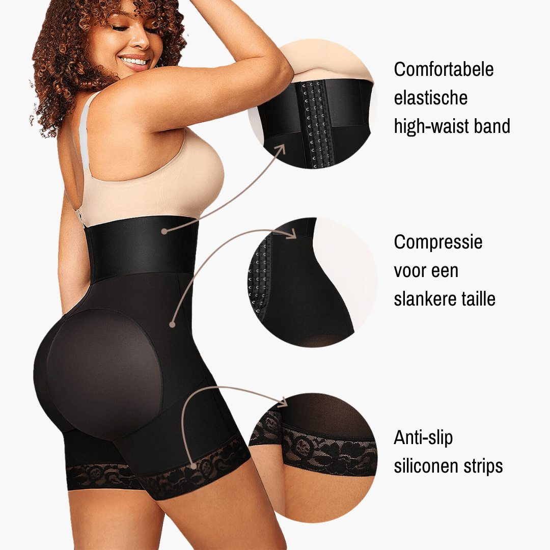 Hoog Getailleerde Bodyshaper Short – Verstelbare Compressie